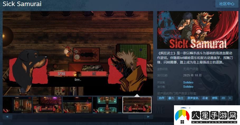 動(dòng)作游戲瘋狂武士Steam頁面上線