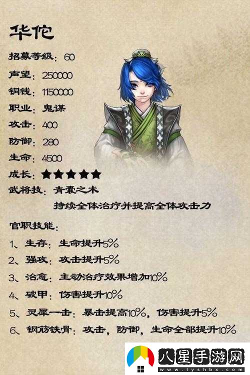 真戰(zhàn)三國(guó)中華佗角色技能與兵種全方位詳細(xì)解析